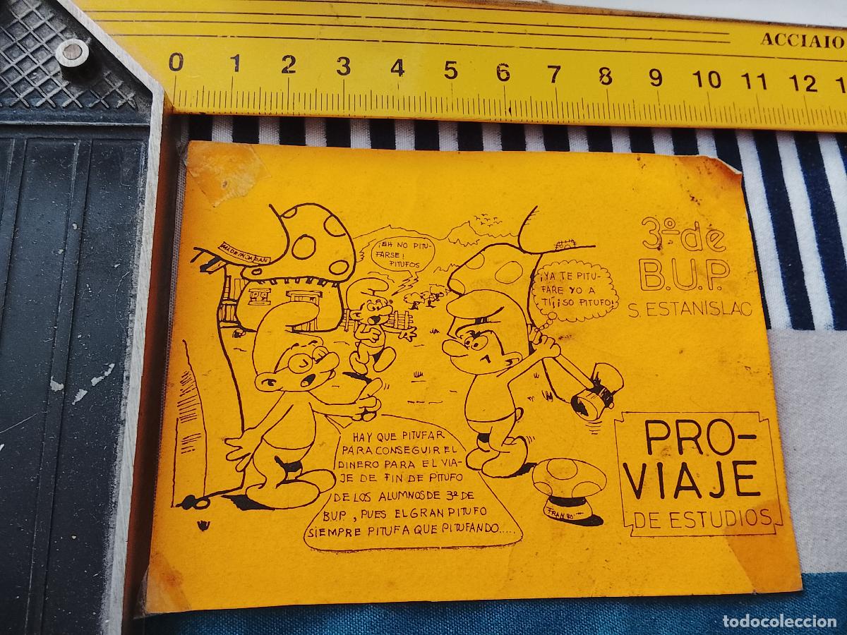 Pegatinas de colecci&oacute;n: PEGATINA 3&ordm; DE BUP S. ESTANISLAO VIAJE FIN DE CURSO PITUFOS SIN TRASERA