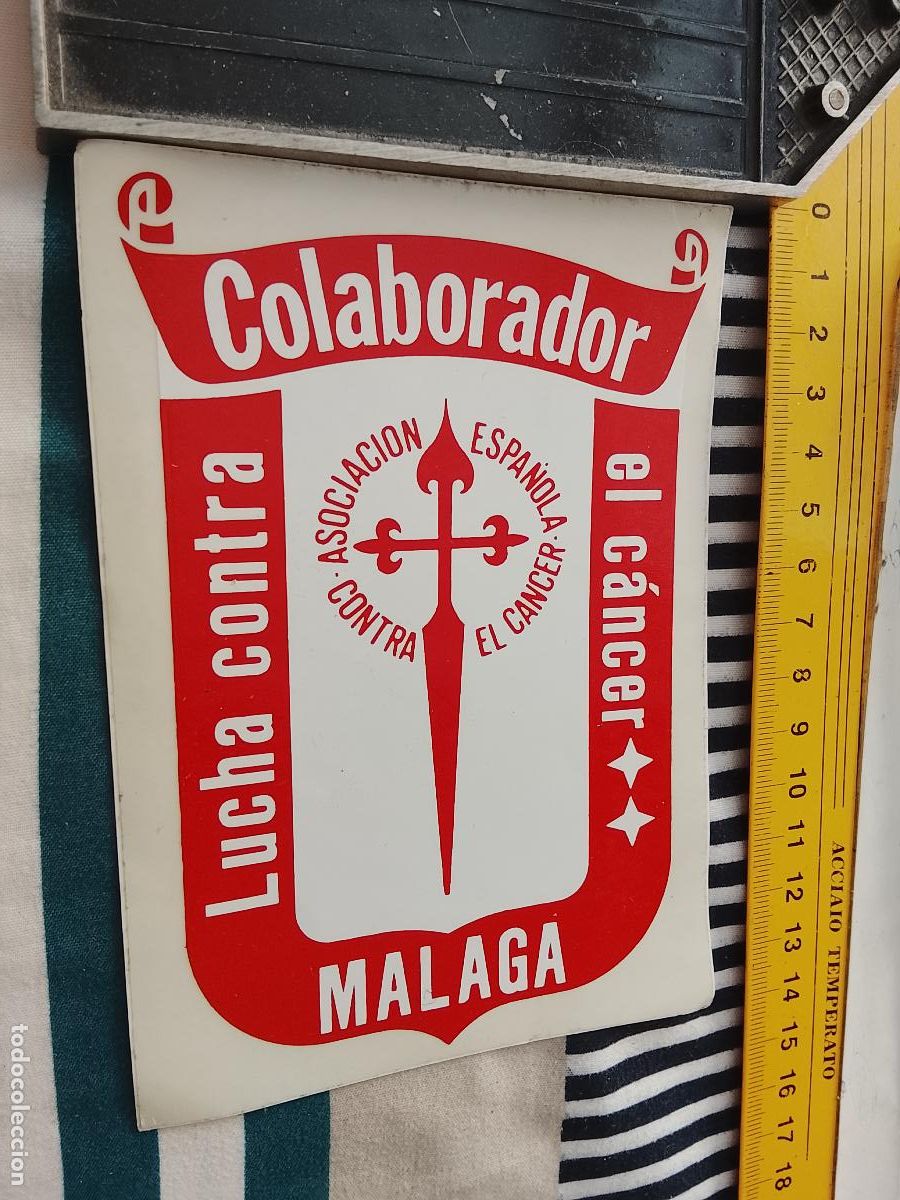 Autocollants de collection: PEGATINA PUBLICITARIA CAMPA&Ntilde;A CANCER MALAGA ASOCIACION ESPA&Ntilde;OLA CANCER