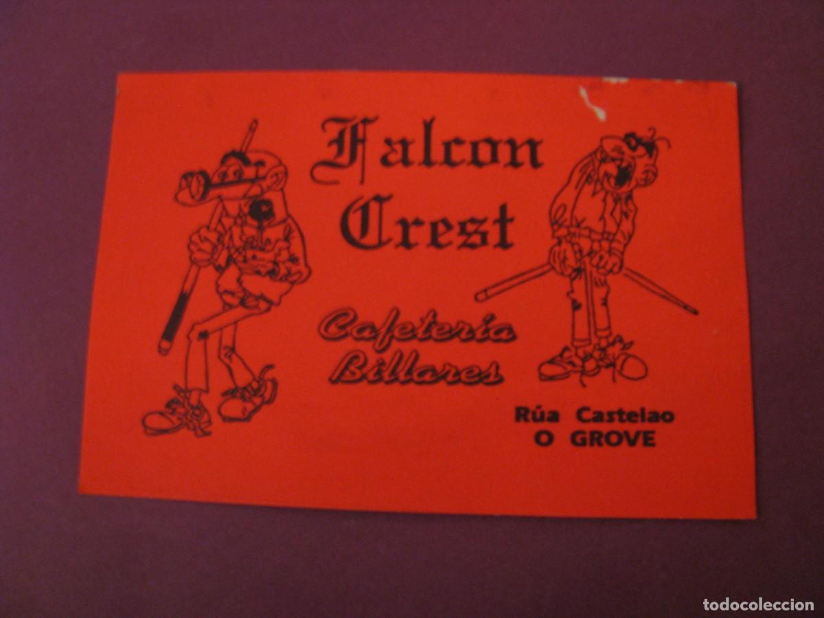 Pegatinas de colecci&oacute;n: PEGATINA CAFETERIA BILLARES FALCON CREST. RUA CASTELAO O GROVE. 10,5X7 CM