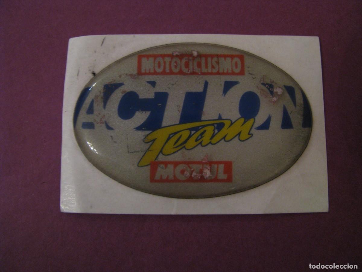 Pegatinas de colecci&oacute;n: PEGATINA, ADHESIVO DE GOMA BLANDA. ACTION TEAM MOTUL, MOTOCICLISMO. 4,5X3 CM