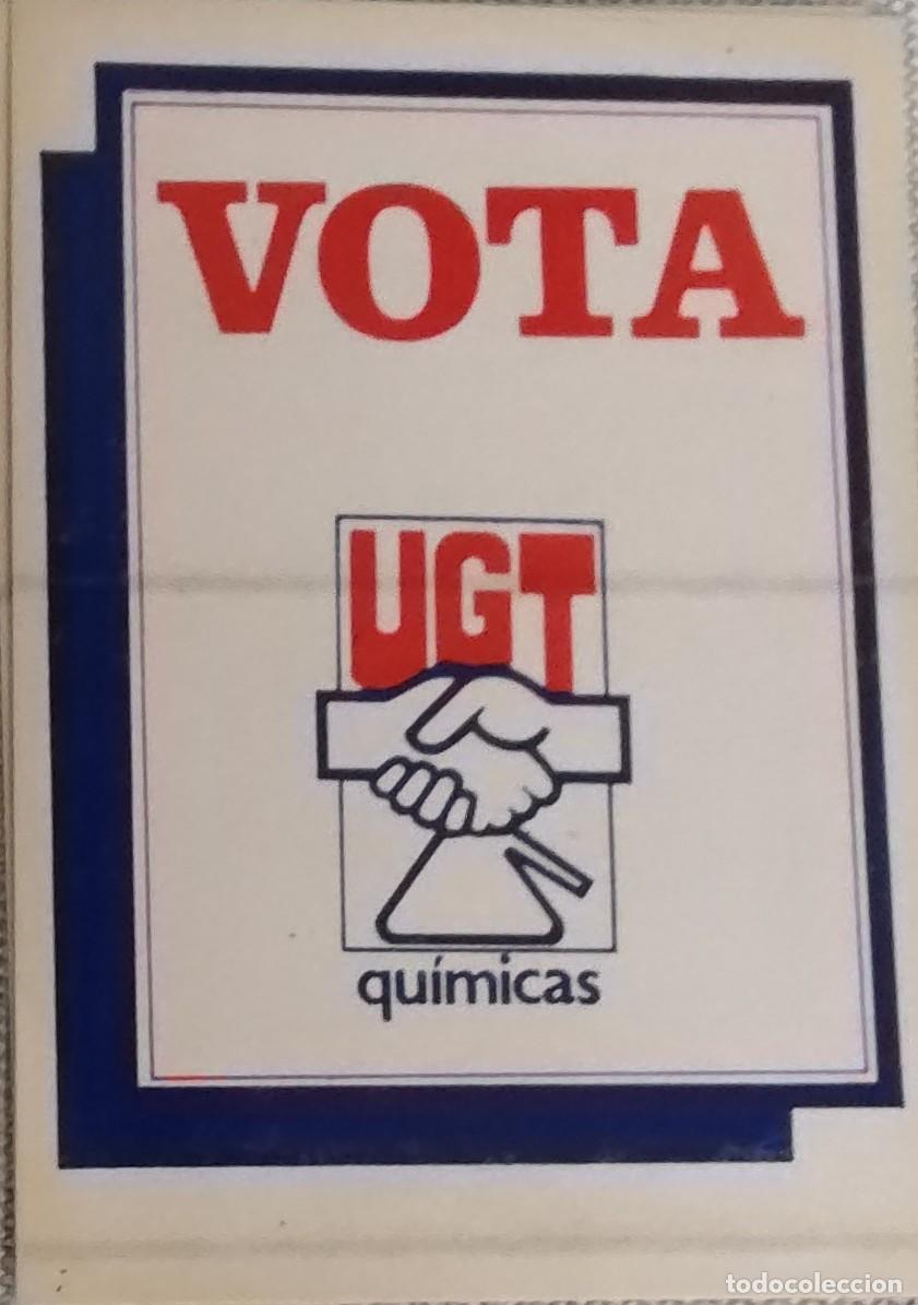 Pegatinas de colecci&oacute;n: ANTIGUA PEGATINA &rdquo;VOTA UGT, QU&Iacute;MICAS&rdquo;