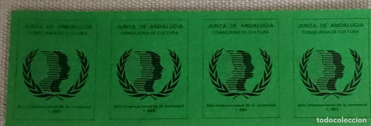 Pegatinas de colecci&oacute;n: 4 ANTIGUAS PEGATINAS &rdquo;A&Ntilde;O INTERNACIONAL DE LA JUVENTUD 1985, CONSERJER&Iacute;A CULTURA, JUNTA ANDALUC&Iacute;A&rdquo;
