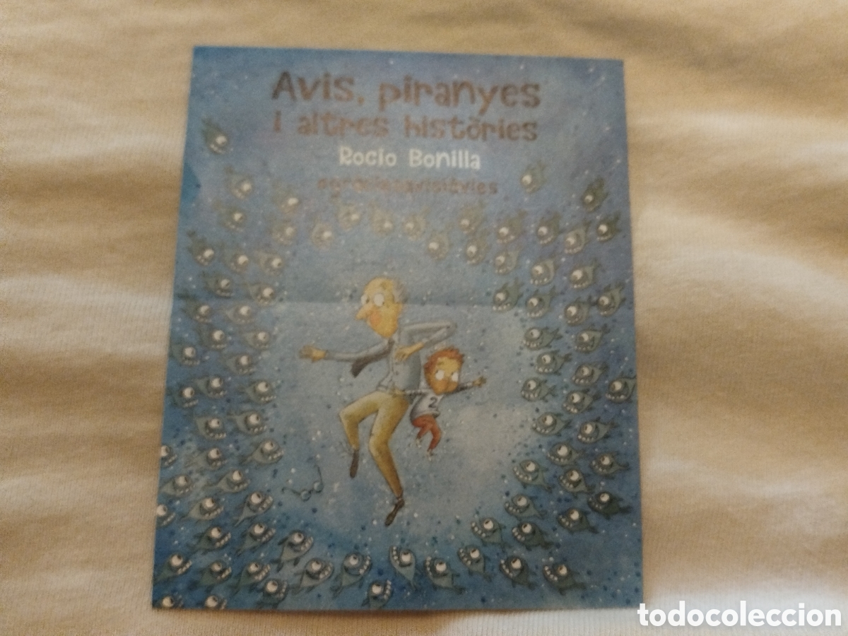 Autocolantes de cole&ccedil;&atilde;o: conte Avis, piranyes i altres hist&ograve;ries. Autora y dibujos Rocio Bonilla