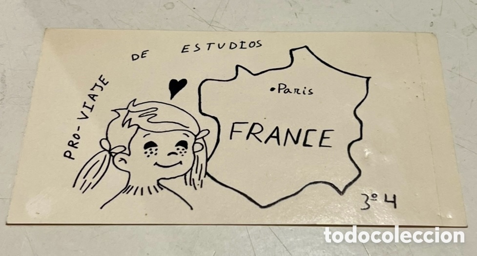 Pegatinas de colecci&oacute;n: Pegatina. Pro-Viaje de Estudios a Par&iacute;s. Murcia. A&ntilde;os 70.