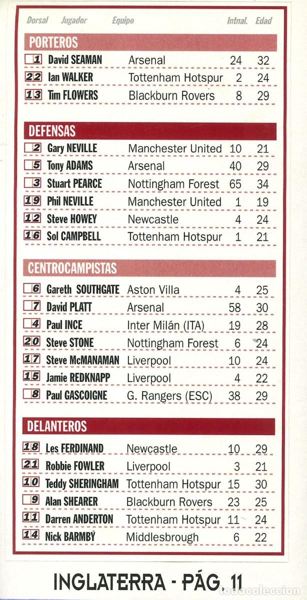 Pegatinas de colecci&oacute;n: PEGATINA - ADHESIVO - FUTBOL - SELECCIONES INTERNACIONALES - ALINEACION INGLATERRA - PAGINA 11