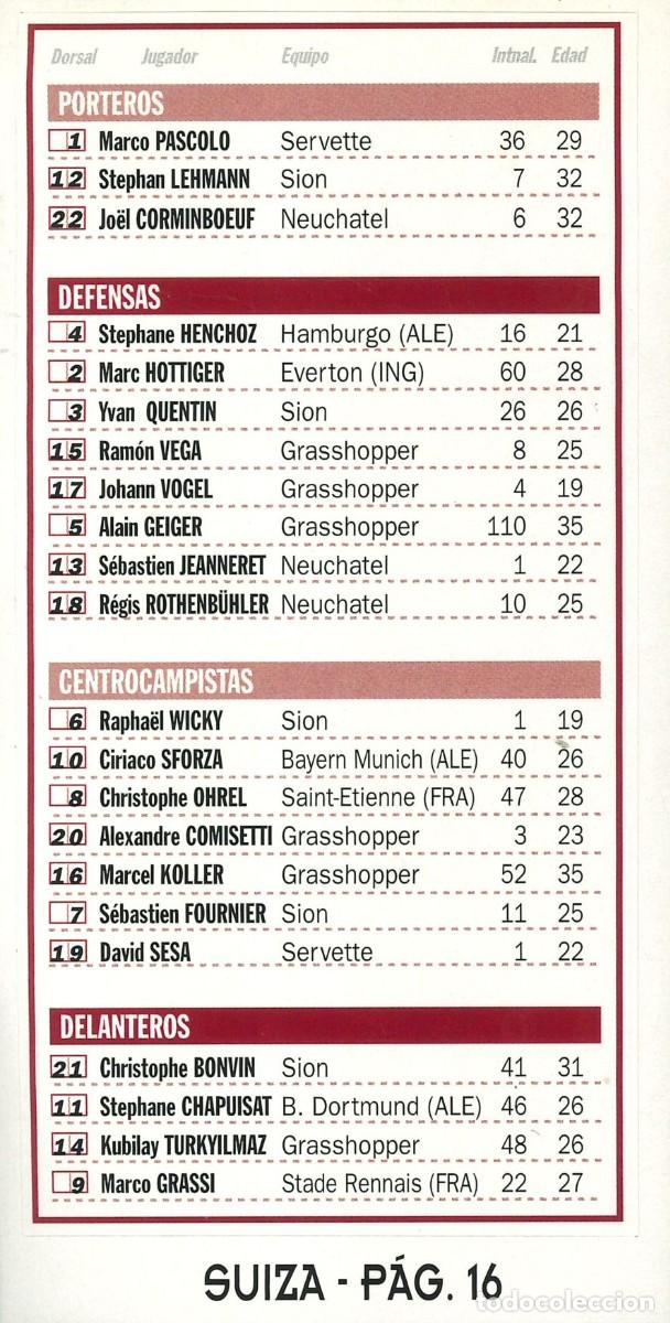 Pegatinas de colecci&oacute;n: PEGATINA - ADHESIVO - FUTBOL - SELECCIONES INTERNACIONALES - ALINEACION SUIZA - PAGINA 16