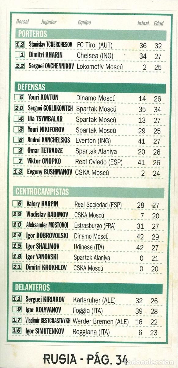Pegatinas de colecci&oacute;n: PEGATINA - ADHESIVO - FUTBOL - SELECCIONES INTERNACIONALES - ALINEACION RUSIA - PAGINA 34