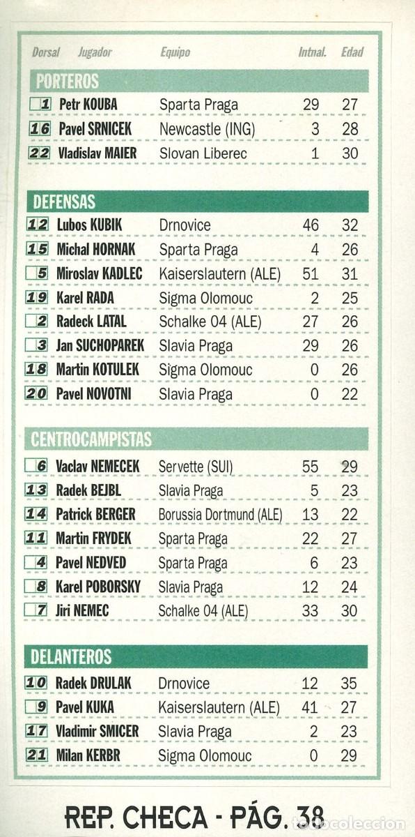 Pegatinas de colecci&oacute;n: PEGATINA - ADHESIVO - FUTBOL - SELECCIONES INTERNACIONALES - ALINEACION REPUBLICA CHECA - PAGINA 38