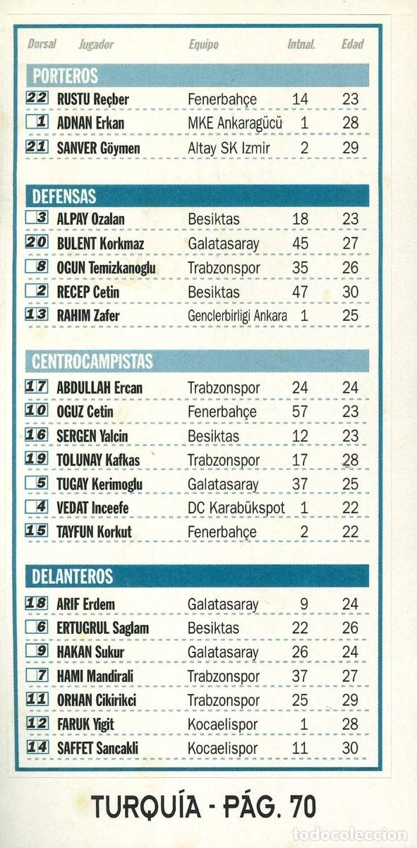 Pegatinas de colecci&oacute;n: PEGATINA - ADHESIVO - FUTBOL - SELECCIONES INTERNACIONALES - ALINEACION TURQUIA - PAGINA 70