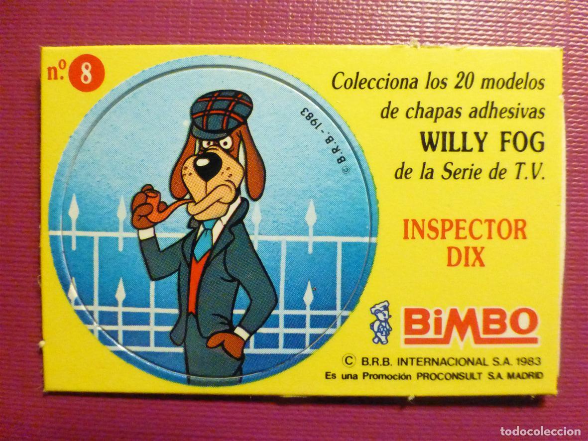 Pegatinas de colecci&oacute;n: Pegatina - Bollos y Pastelitos Cromo Adhesivo Bimbo - Willy Fog N&ordm; 8 - Inspector Dix - 6 x 4 cm