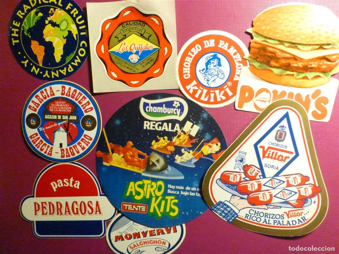 Pegatinas de colecci&oacute;n: Lote 10 Pegatinas Adhesivos Diferentes Variadas Alimentaci&oacute;n, Chorizo, Salchich&oacute;n Queso, etc
