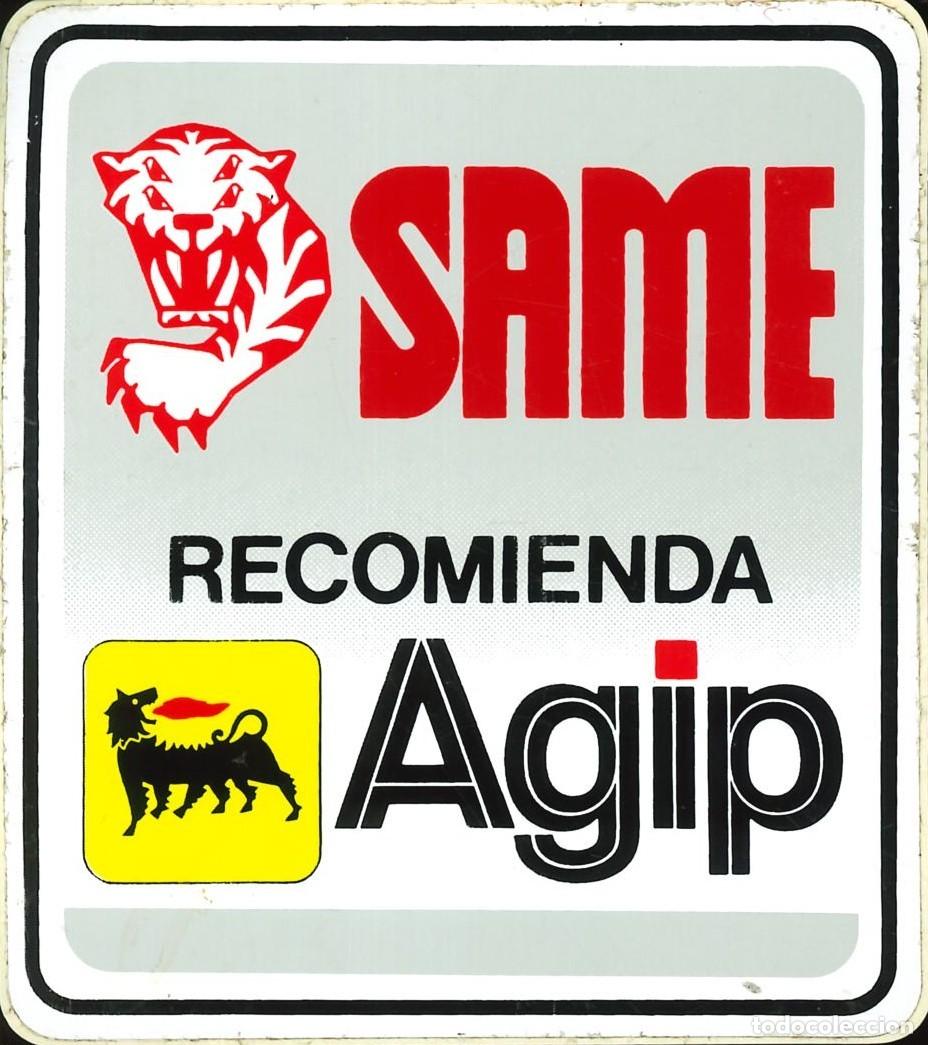 Pegatinas de colecci&oacute;n: PEGATINA - ADHESIVO - GASOILEOS - ACEITES - BUTANO - AGIP - SAME - RECOMIENDA AGIP (8 x 9)