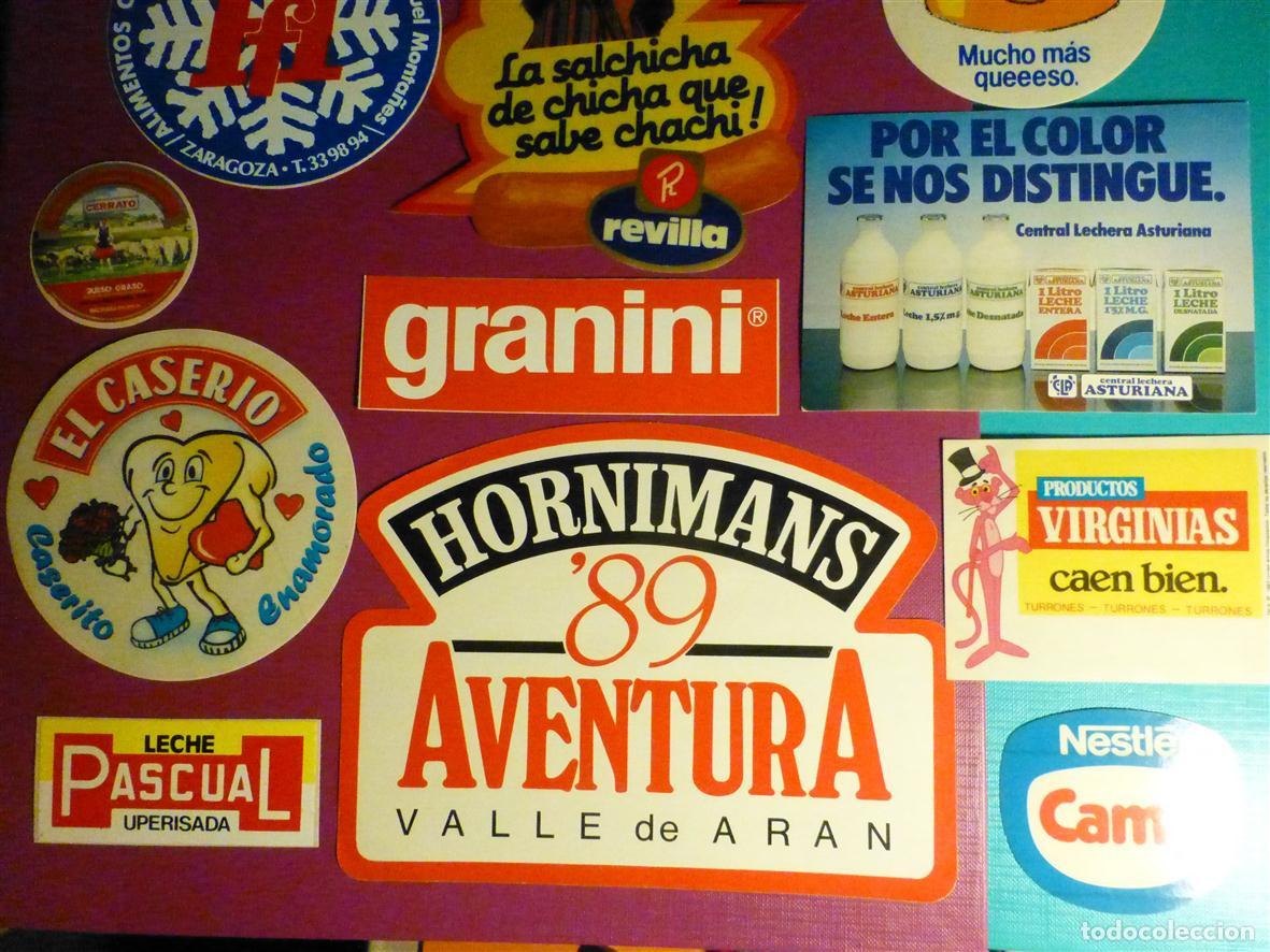 Autocolantes de cole&ccedil;&atilde;o: Lote 10 Pegatinas Adhesivos Alimentaci&oacute;n, Caserio, Granini, Revilla, Pascual, Camy, Virginias y m&aacute;s