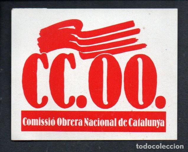 Pegatinas de colecci&oacute;n: ANTIGUA PEGATINA, CC.OO. COMISSI&Oacute; OBRERA NACIONAL DE CATALUNYA. 9,5 X 7,5 CM.