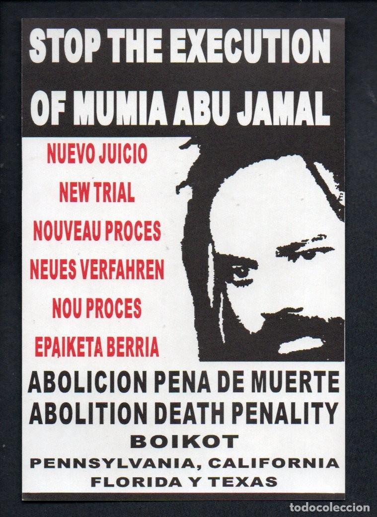 Pegatinas de colecci&oacute;n: ANTIGUA PEGATINA, STOP THE EXECUTION OF MUMIA ABU JAMAL - ABOLICION PENA DE MUERTE. 11 X 16,5 CM.