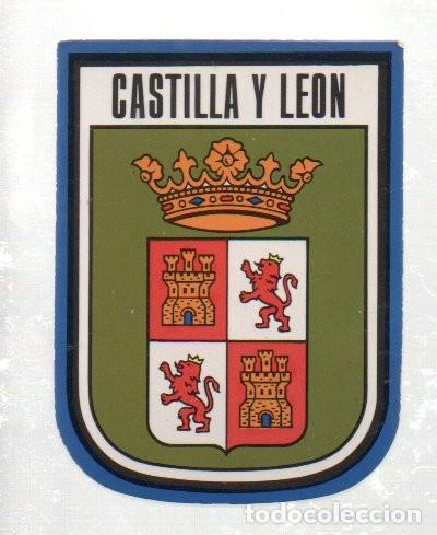 Pegatinas de colecci&oacute;n: ANTIGUA PEGATINA, ESCUDO CASTILLA Y LE&Oacute;N. DOBLE CARA. 5,5 X 7,2 CM.