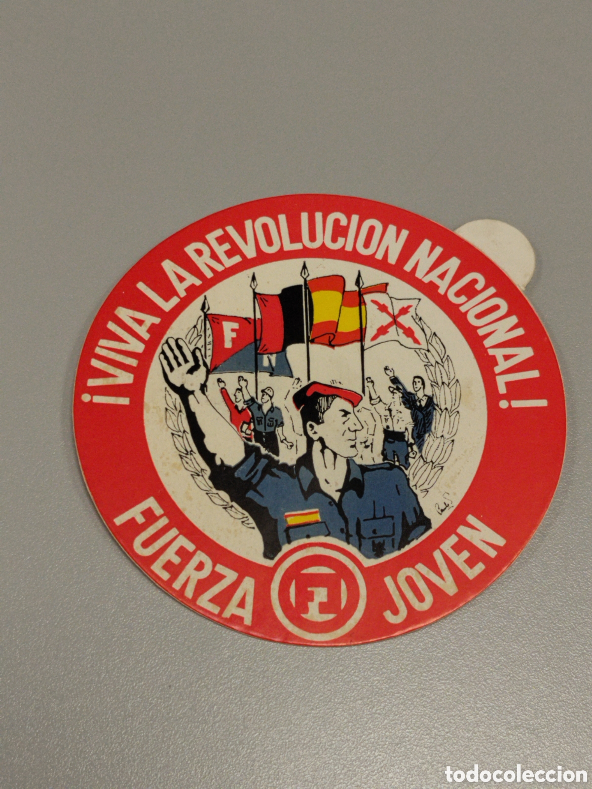 Autocolantes de cole&ccedil;&atilde;o: Pegatina pol&iacute;tica transici&oacute;n fuerza joven.fuerza nueva.falange.blas pilar.cedade.frente nacional.fra