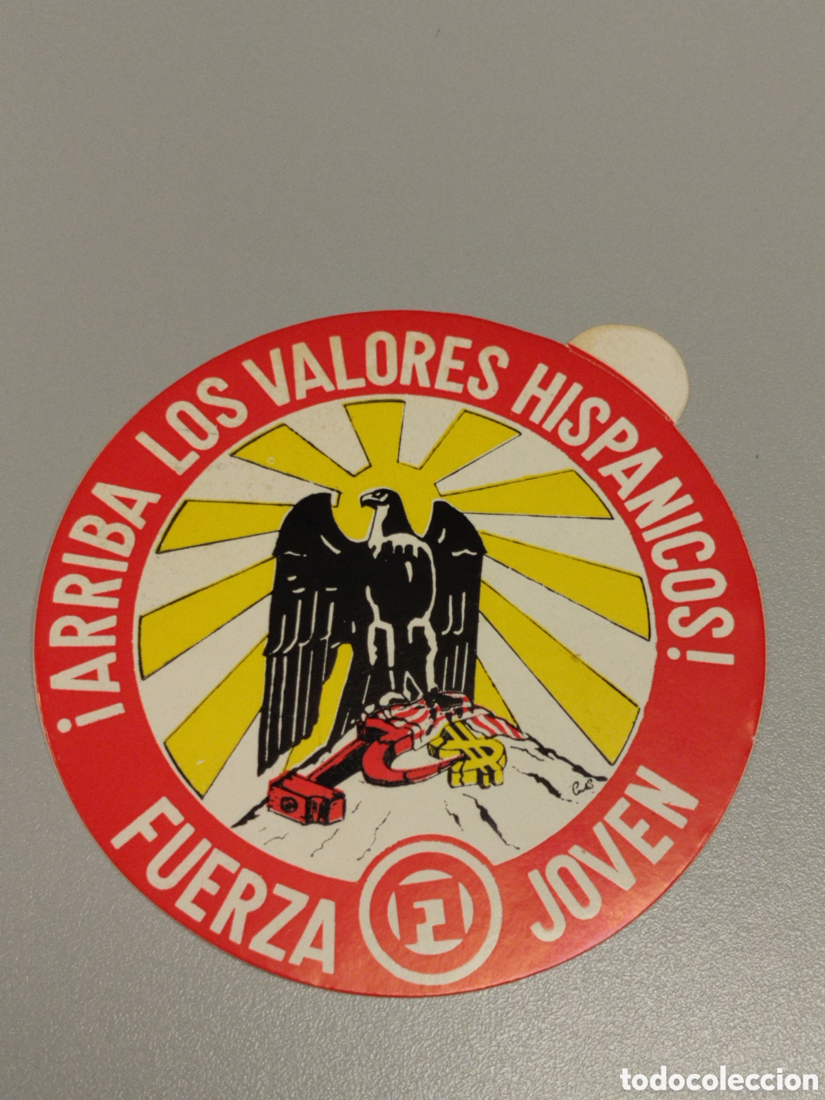 Autocolantes de cole&ccedil;&atilde;o: Pegatina pol&iacute;tica transici&oacute;n fuerza joven.fuerza nueva.falange.blas pilar.cedade.frente nacional.fra
