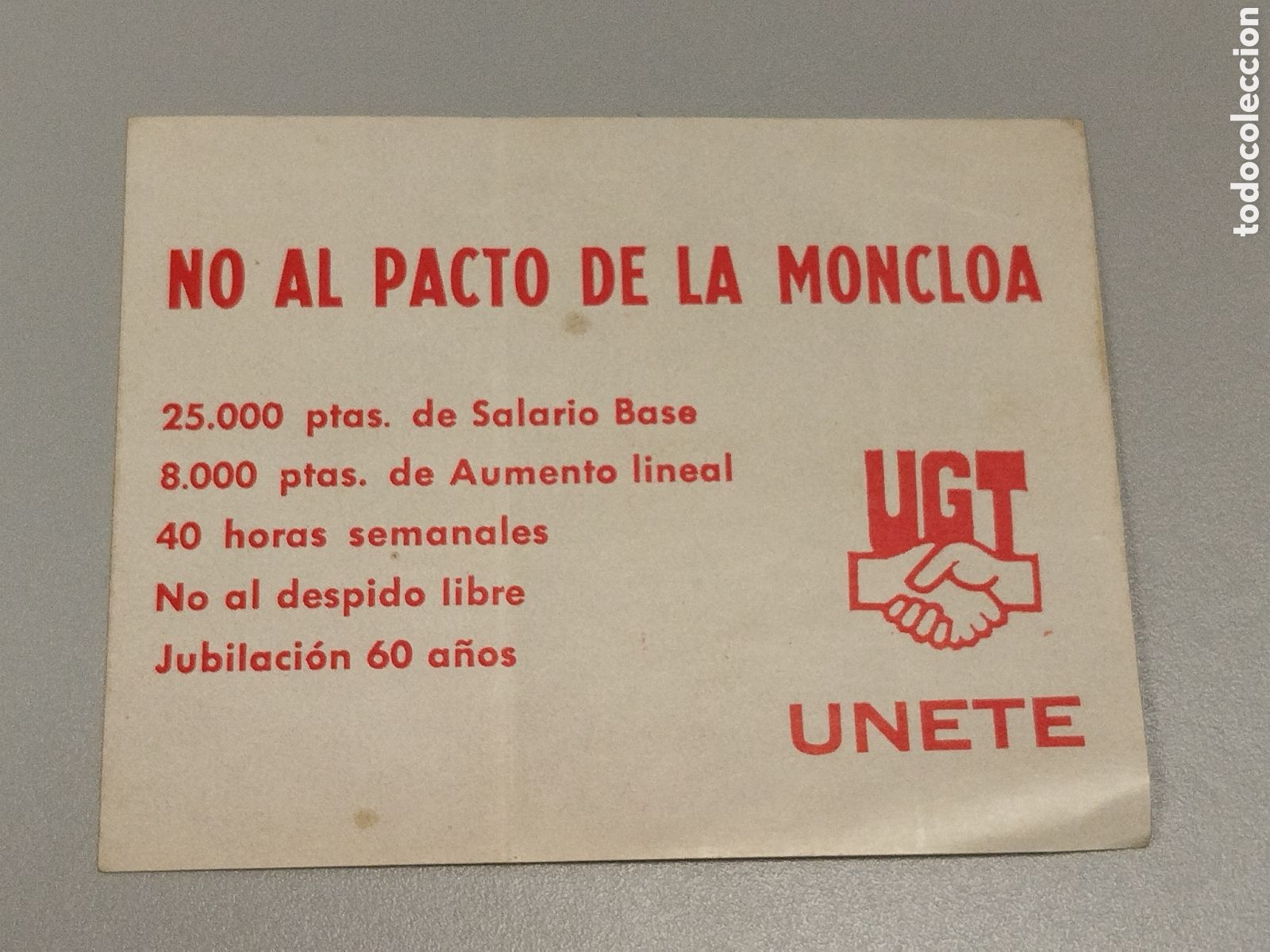 Pegatinas de colecci&oacute;n: Pegatina pol&iacute;tica transici&oacute;n UGT. Sindical.psoe.ccoo.cnt.csut.pce.socialista.psuc.psp.su.pte.ort.oic