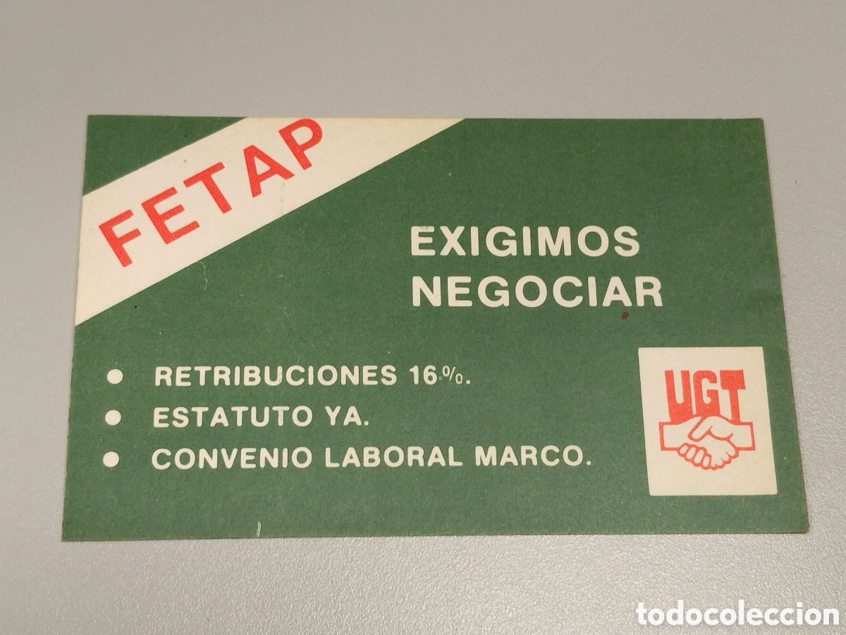 Pegatinas de colecci&oacute;n: Pegatina pol&iacute;tica transici&oacute;n UGT. Sindical.psoe.ccoo.cnt.csut.pce.socialista.psuc.psp.su.pte.ort.oic