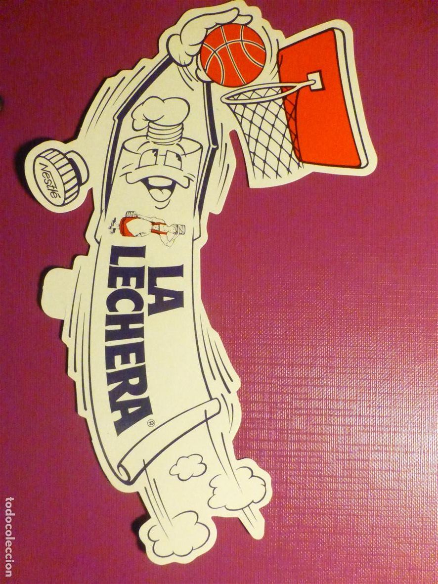 Pegatinas de colecci&oacute;n: Pegatina - Adhesivo - Baloncesto - Leche Condensada - Tiendas Alimentaci&oacute;n - La Lechera, 11 X 17 cm.