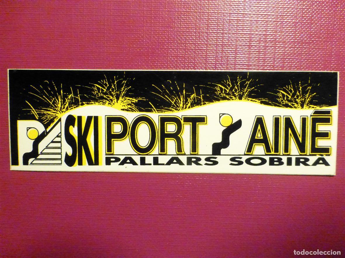 Pegatinas de colecci&oacute;n: Pegatina, Adhesivo Monta&ntilde;a, Ski, Squ&iacute; - Deportes de Invierno - Port-Ain&eacute; - 10,5 x 3,25 cm.