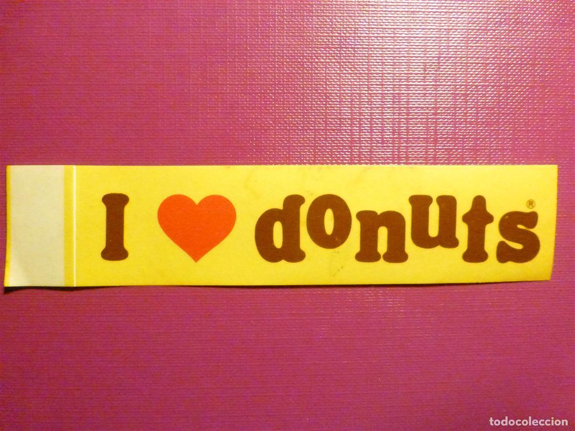 Pegatinas de colecci&oacute;n: Pegatina - Adhesivo - Tiendas de Alimentaci&oacute;n - I Love - Amo Quiero Coraz&oacute;n Donuts - 11 x 2,5 cm.