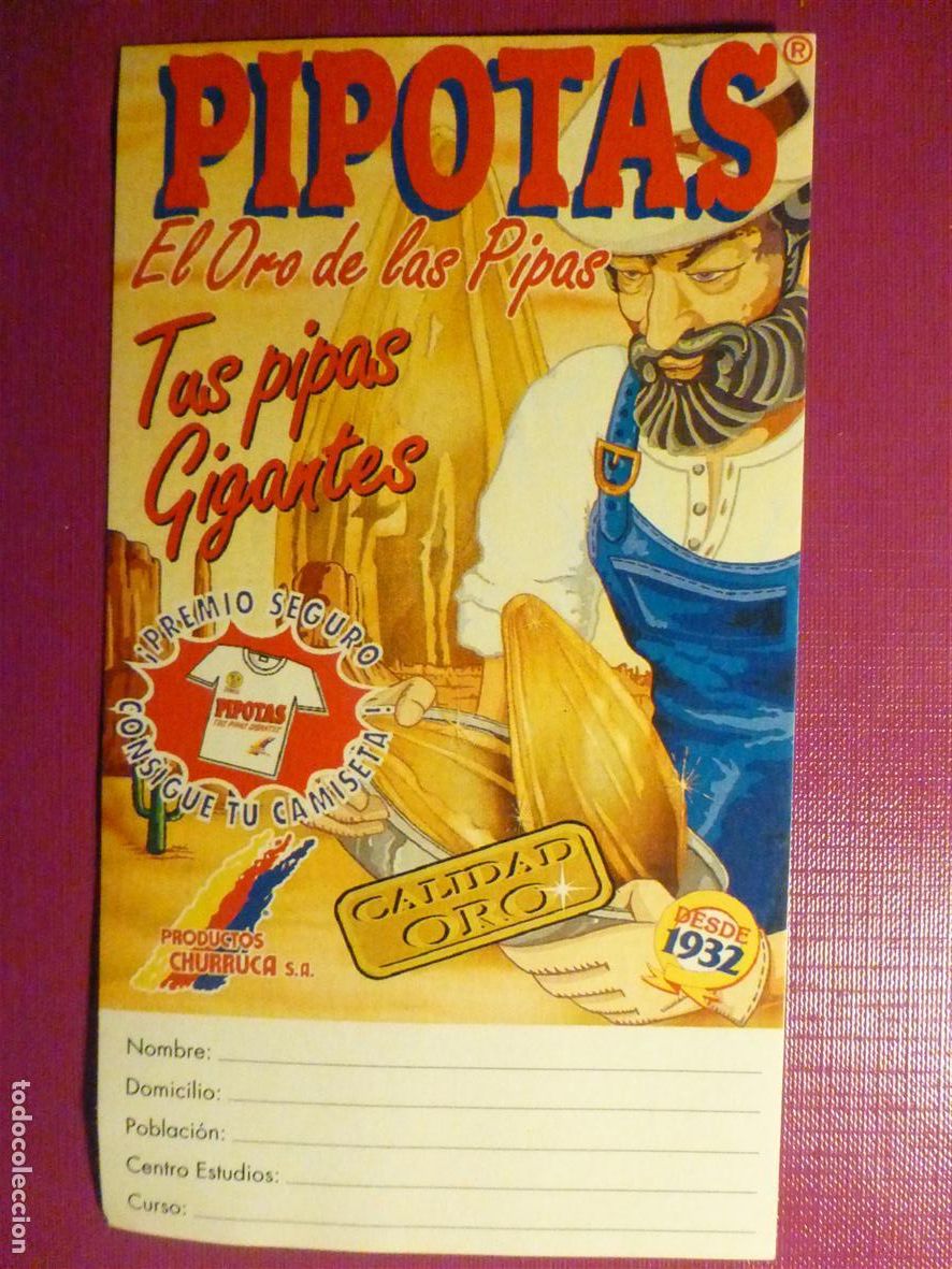 Pegatinas de colecci&oacute;n: Pegatina Adhesiva Tiendas Alimentaci&oacute;n y Chucherias - Pipotas - Pipas Churruca - 8,5 x 15 cm.