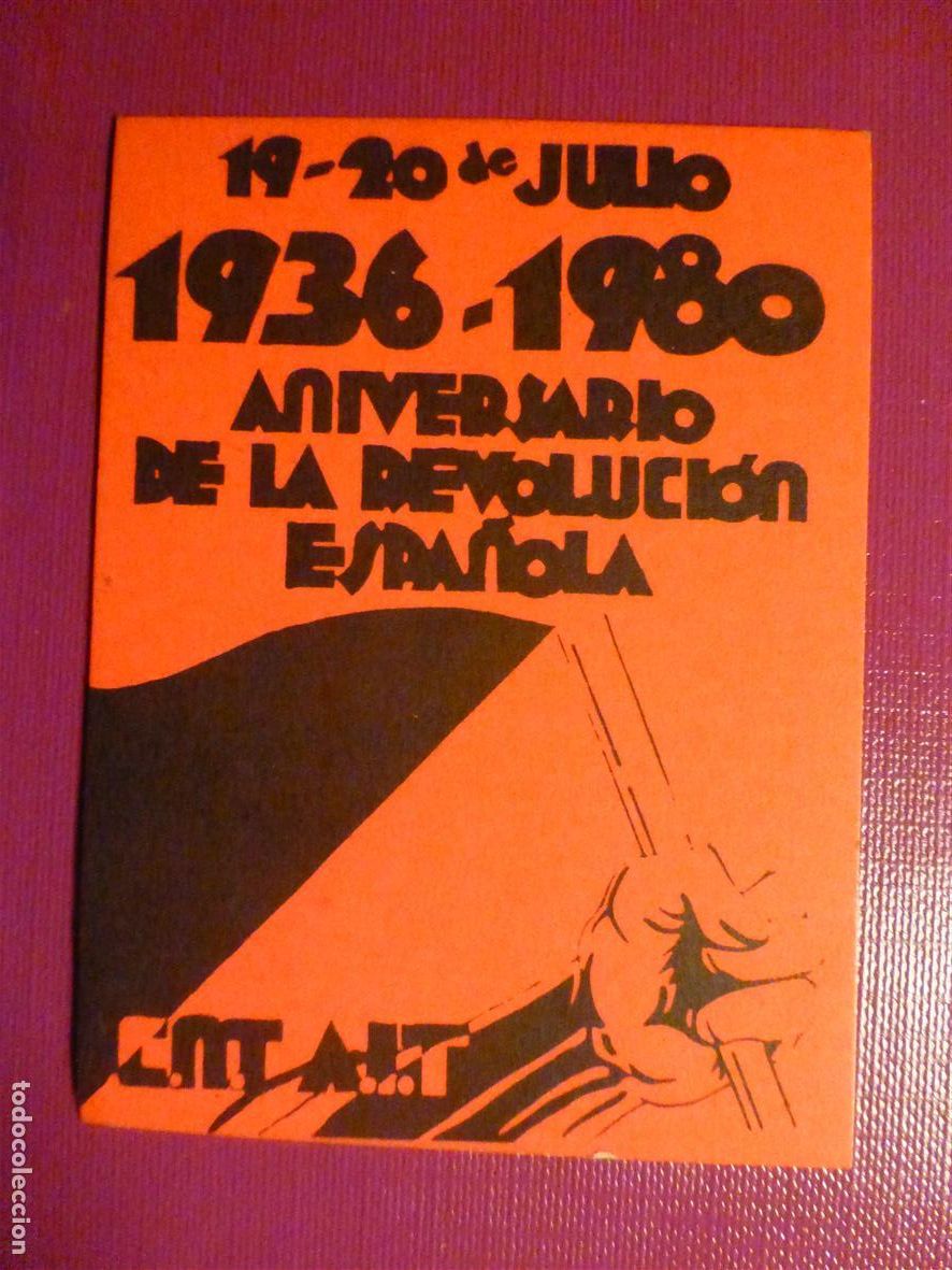 Pegatinas de colecci&oacute;n: Pegatina Pol&iacute;tica - Aniversario Revoluci&oacute;n Espa&ntilde;ola - 1936-1980 - CNT - AIT - 6 x 8 cm.