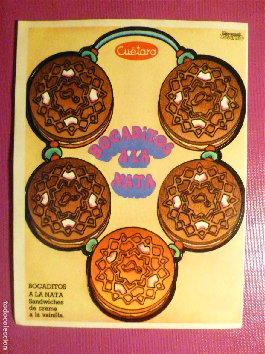 Pegatinas de colecci&oacute;n: Pegatina Adhesiva Tiendas Alimentaci&oacute;n, Golosinas - Cu&eacute;tara, Galletas Bocaditos de Nata - 12 x 9 cm