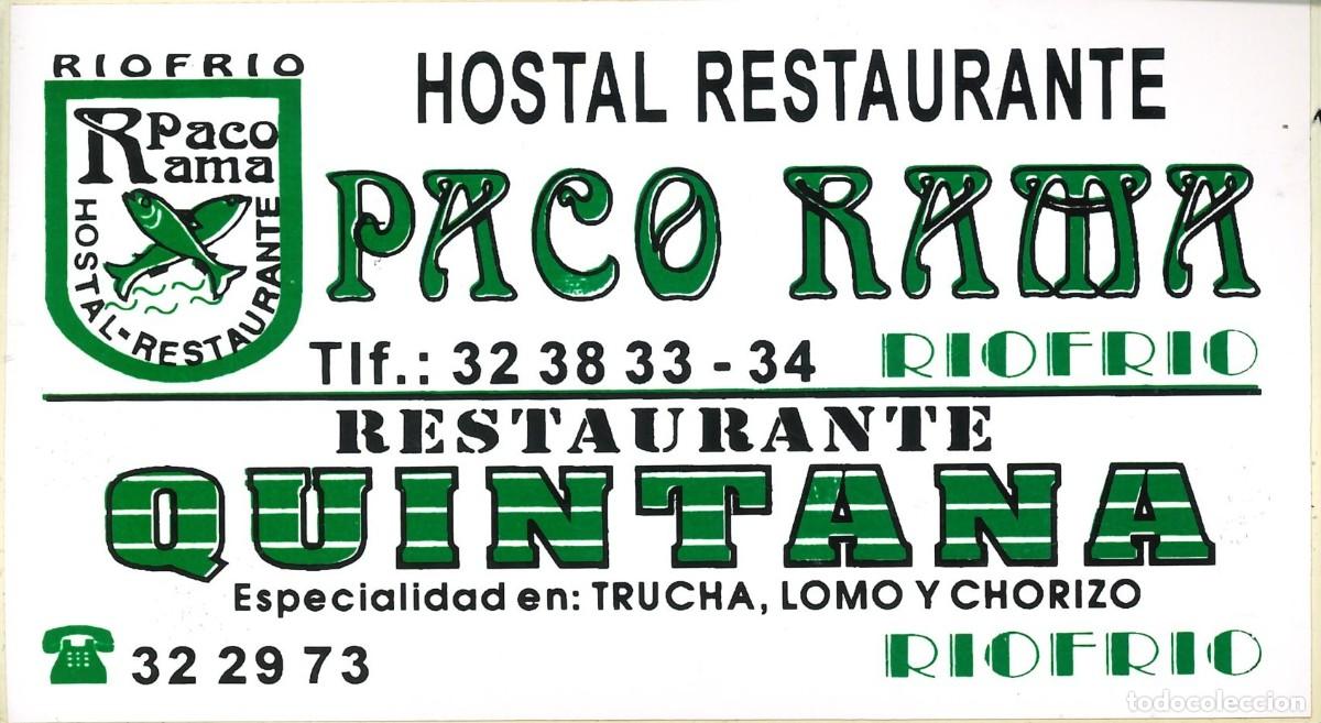 Pegatinas de colecci&oacute;n: PEGATINA - ADHESIVO - HOTELES - ANDALUCIA - HOSTAL RESTAURANTE PACO RAMA - RIOFRIO (GRANADA)