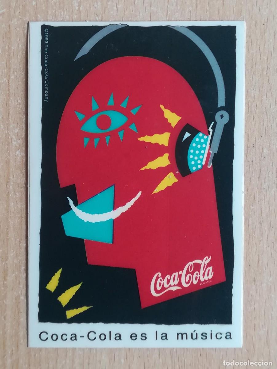 Pegatinas de colecci&oacute;n: Pegatina adhesiva Coca-Cola es la m&uacute;sica. 1993.