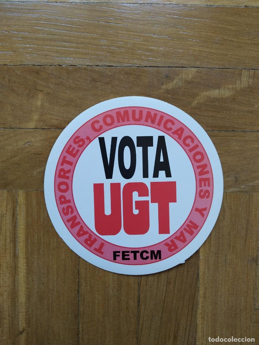 Autocollants de collection: PEGATINA SINDICAL VOTA UGT FETCM TRANSPORTES COMUNICACIONES Y MAR SIN PEGAR