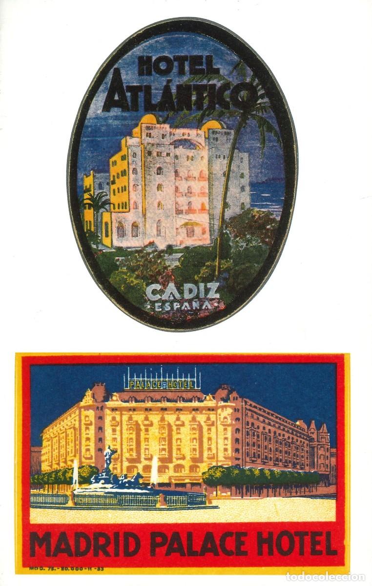 Pegatinas de colecci&oacute;n: PEGATINA - ADHESIVO - HOTELES - VARIOS - HOTEL ATLANTICO (CADIZ) HOTEL PALACE (MADRID)