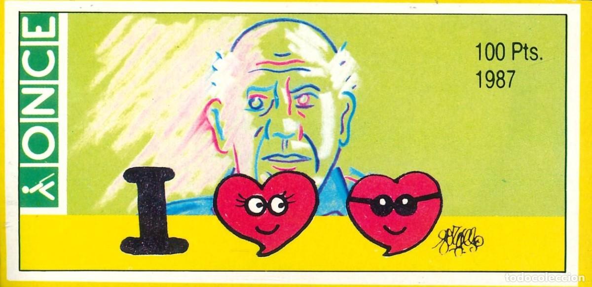 Pegatinas de colecci&oacute;n: PEGATINA - ADHESIVO - LOTERIA - ONCE - DIBUJO FORGES - A&Ntilde;O 1987 - MODELO 2 (10'5 x 5)