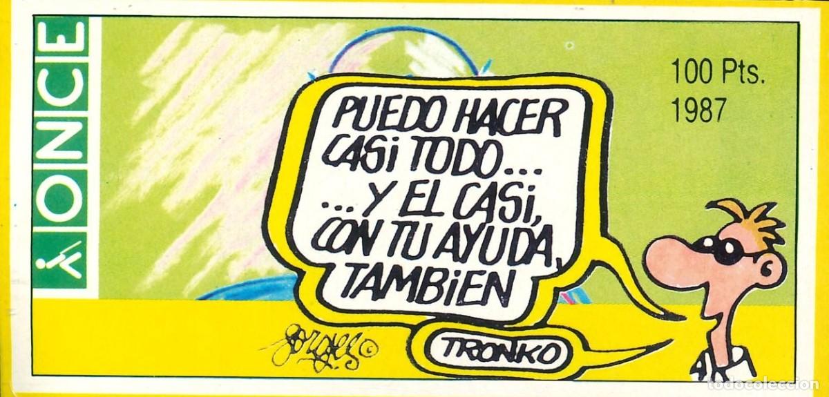 Pegatinas de colecci&oacute;n: PEGATINA - ADHESIVO - LOTERIA - ONCE - DIBUJO FORGES - A&Ntilde;O 1987 - MODELO 6 (10'5 x 5)