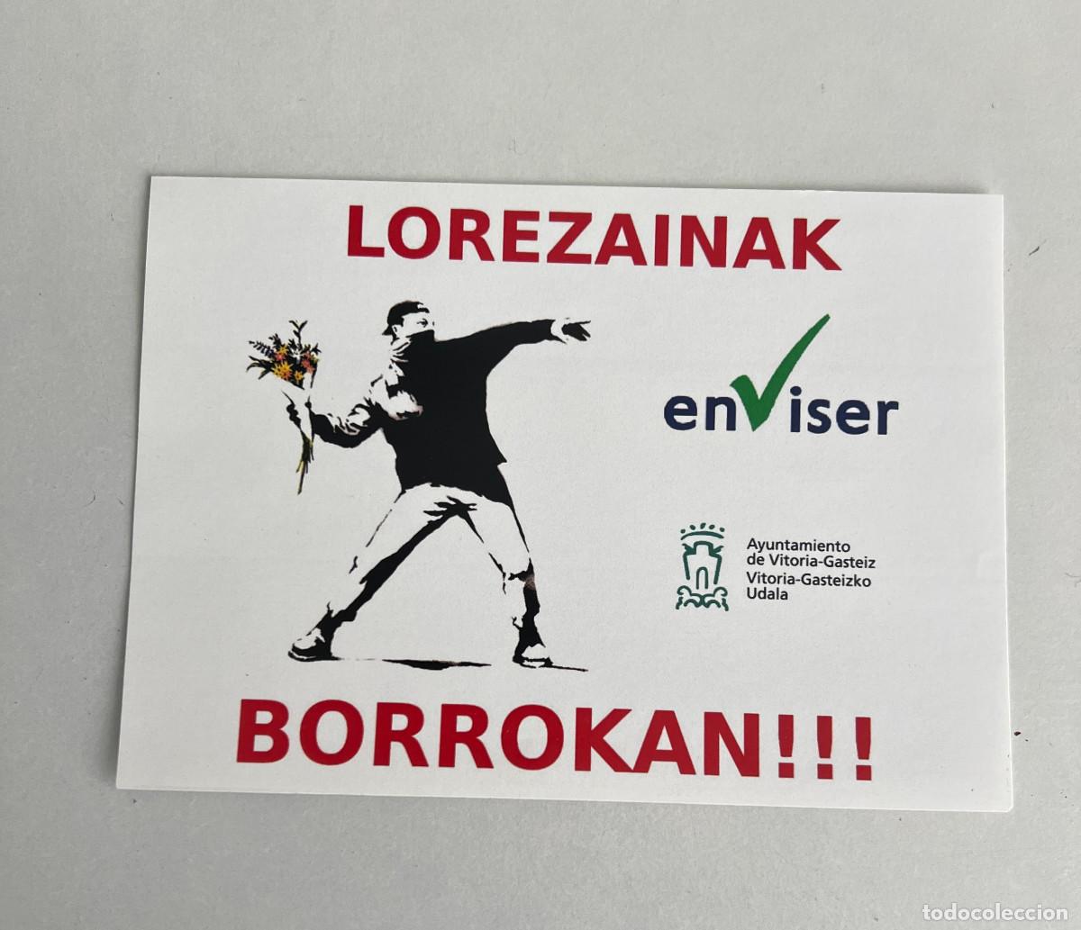 Pegatinas de colecci&oacute;n: PEGATINA SINDICAL VASCA. LOREZAINAK BORROKAN. JARDINEROS EN HUEGA EN VITORIA-GASTEIZ