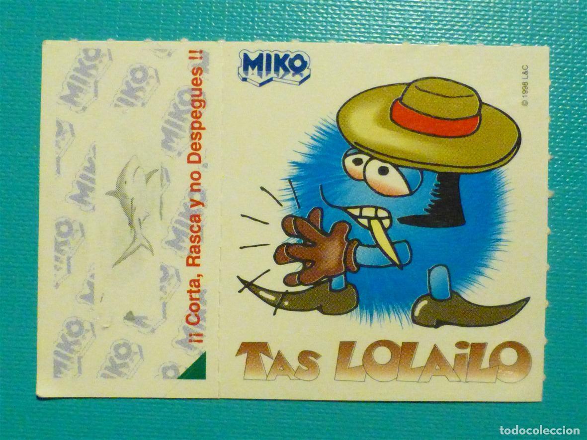 Pegatinas de colecci&oacute;n: Pegatina Adhesiva Tiendas Alimentaci&oacute;n A&ntilde;os 80&acute;s - Helados Miko - Rasca Tas Lolailo - 7 x 5 cm.