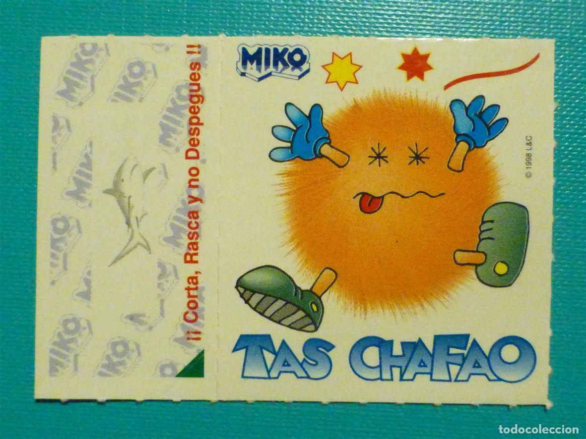 Pegatinas de colecci&oacute;n: Pegatina Adhesiva Tiendas Alimentaci&oacute;n A&ntilde;os 80&acute;s - Helados Miko - Rasca Tas Chafao - 7 x 5 cm.