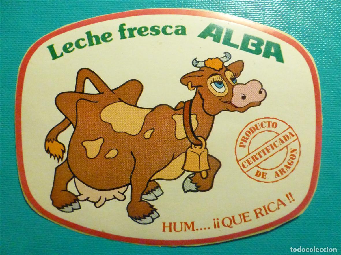 Pegatinas de colecci&oacute;n: Pegatina - Adheivo Tiendas Alimentaci&oacute;n y Comestibles - Arag&oacute;n - Leche Fresca Alba - 9 x 7 cm.