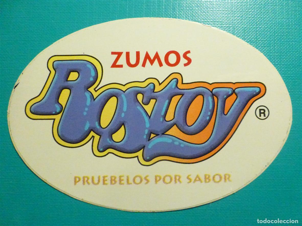 Pegatinas de colecci&oacute;n: Pegatina - Adheivo Tiendas Alimentaci&oacute;n y Comestibles - Zumos Rostoy - 11 x 7,5 cm.