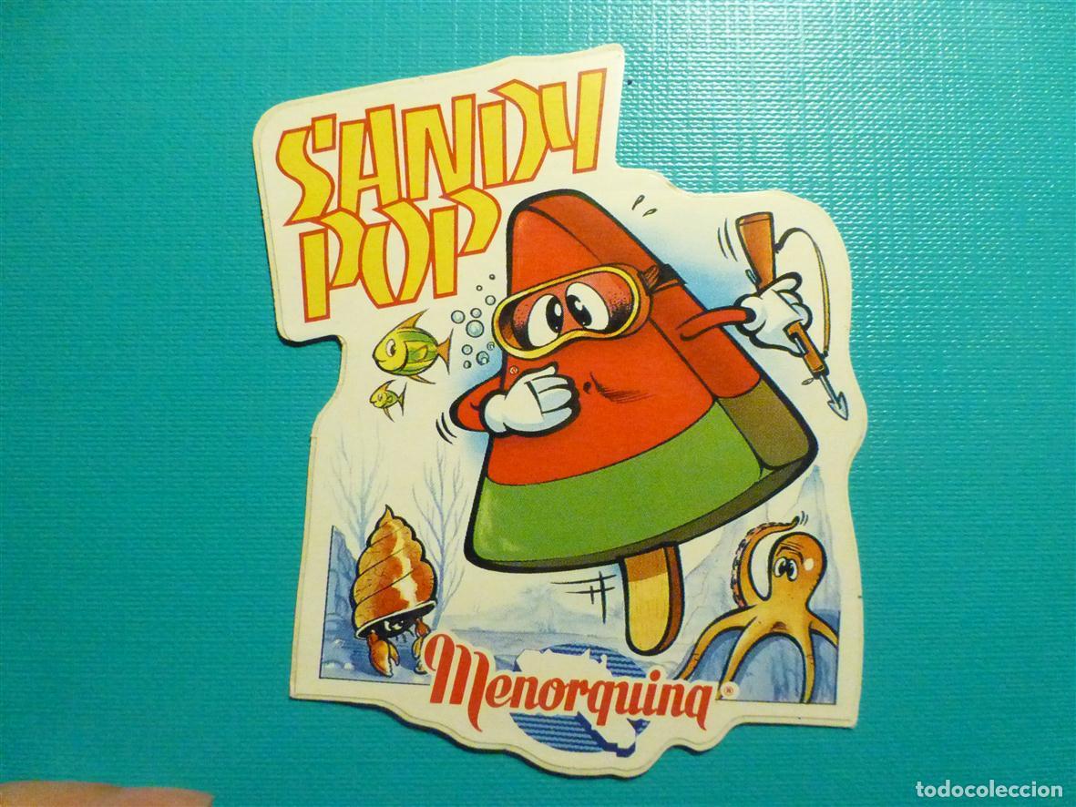 Pegatinas de colecci&oacute;n: Pegatina Adhesiva Tiendas Alimentaci&oacute;n A&ntilde;os 80&acute;s - Helados Menorquina - Sandy Pop 7,5 x 8,5 cm.