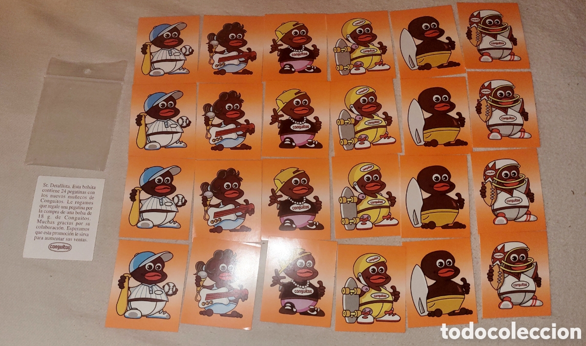 Pegatinas de colecci&oacute;n: Lote completo 24 pegatinas 'Conguitos' + tarjeta para detallista + bolsita
