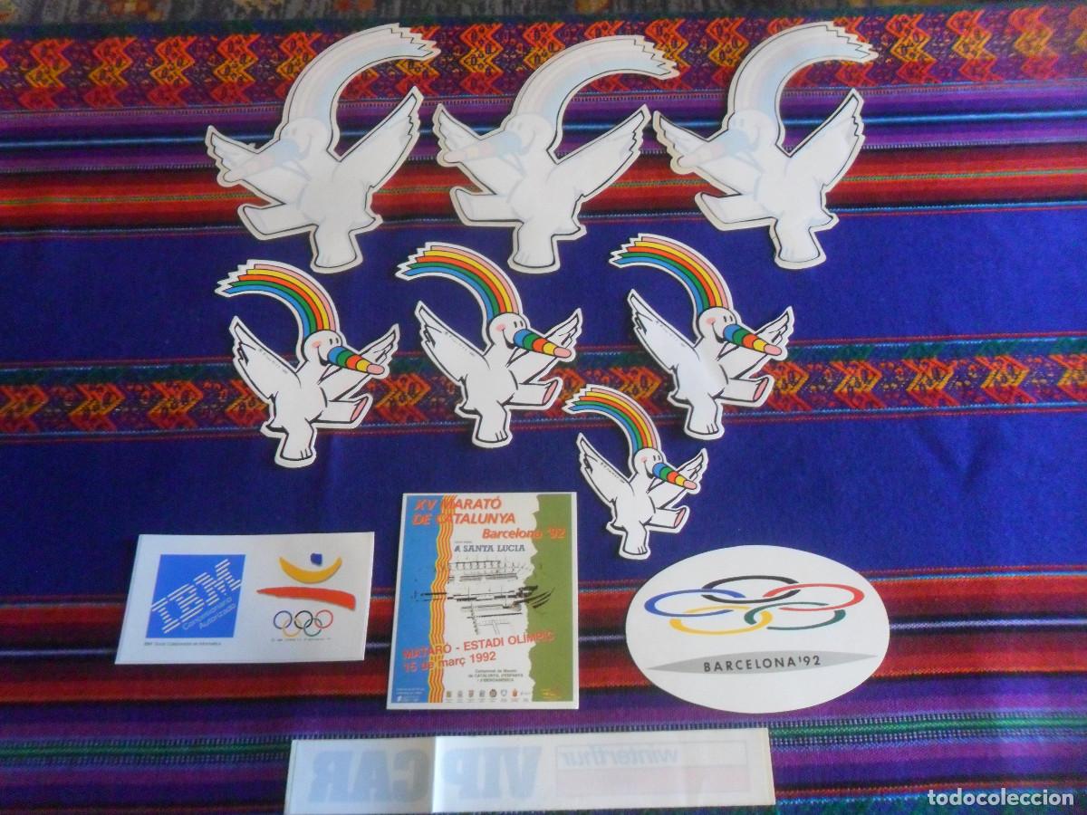 Pegatinas de colecci&oacute;n: 7 PEGATINA CURRO MASCOTA EXPO 92, 2 DE OLIMPIADAS BARCELONA 92 IBM, XV MARAT&Oacute; CATALUNYA Y WINTERTHUR