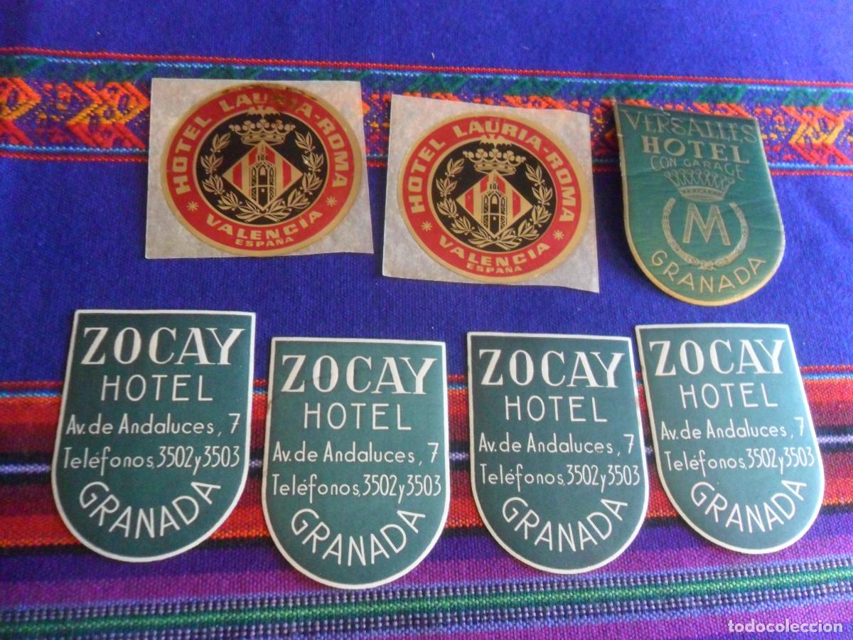 Pegatinas de colecci&oacute;n: 4 PEGATINA HOTEL ZOCAY Y UNA DEL VERSALLES DE GRANADA Y 2 DEL LAURIA-ROMA DE VALENCIA A&Ntilde;OS 60. RARAS