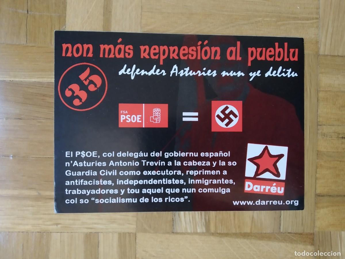 Sammlung von Aufklebern: PEGATINA POLITICA DARREU NON MAS REPRESION AL PUEBLU DEFENDER ASTURIES NUN YE DELITU PSOE = NAZI