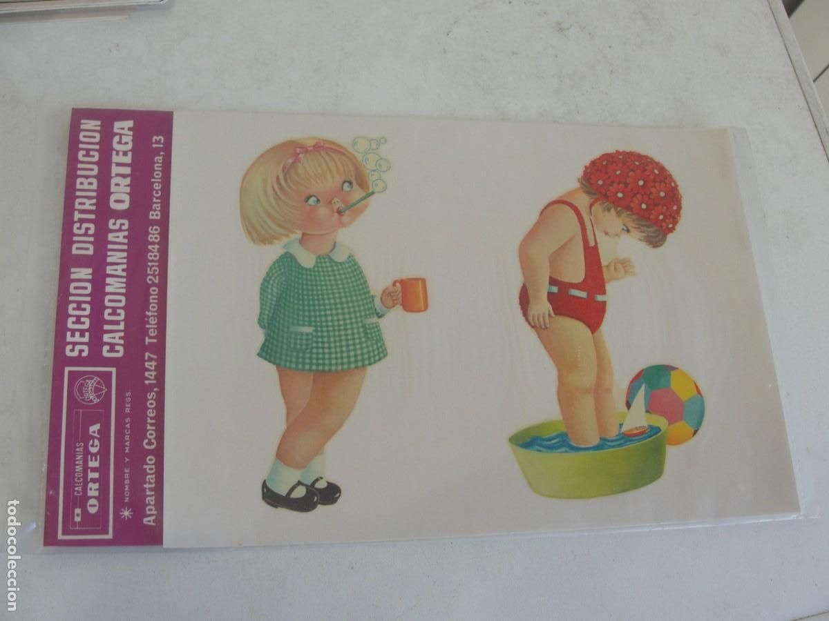 Pegatinas de colecci&oacute;n: CALCOMANIAS ORTEGA - A&Ntilde;OS 60 - PRECINTADO - NI&Ntilde;AS JUGANDO - POMPAS JABON - GORRO BA&Ntilde;O