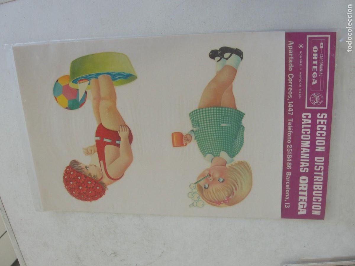 Pegatinas de colecci&oacute;n: CALCOMANIAS ORTEGA - A&Ntilde;OS 60 - PRECINTADO - NI&Ntilde;AS JUGANDO - POMPAS JABON - GORRO BA&Ntilde;O