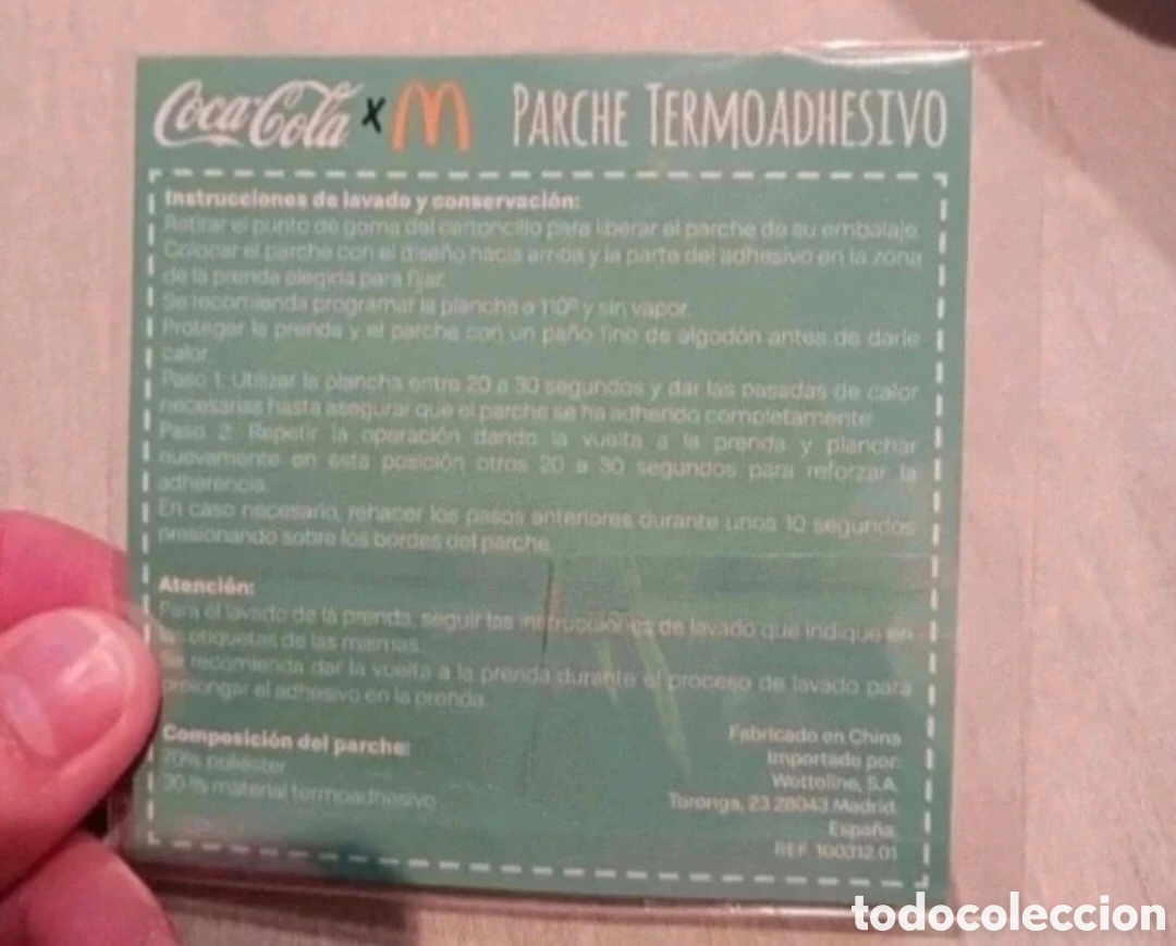 Pegatinas de colecci&oacute;n: Parche termoadhesivo Coca Cola Mcdonalds original - Foto 2