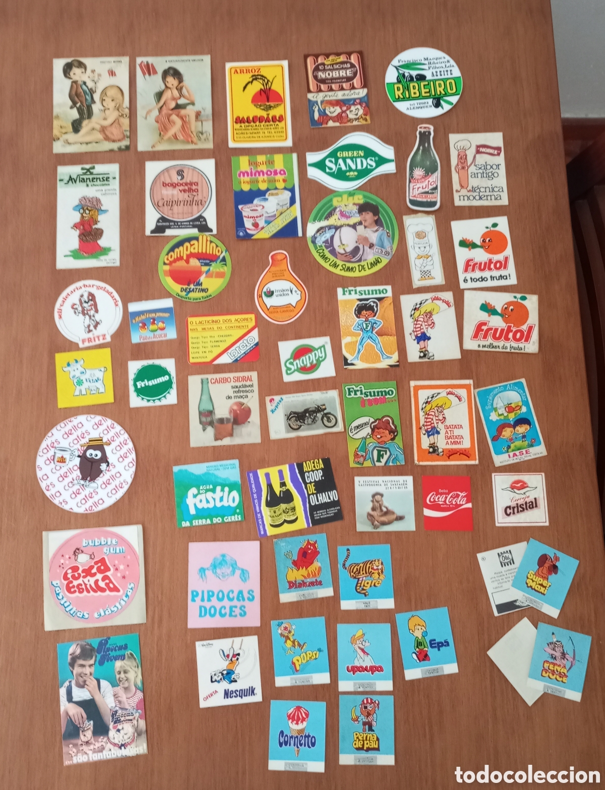 Pegatinas de colecci&oacute;n: Lote de 49 Pegatinas de alimentos A&ntilde;os 70